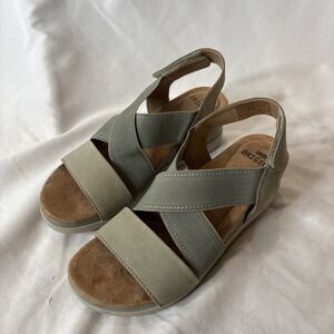 Earth Origins Cadence Carren 7.5 Leather Shoes Strappy Sandals Sea Grass Green‎